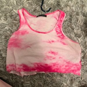 Tie dye pink cropped shirt